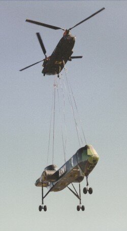 XCH-62 lifted to Fort Rucker by CH-47C Chinook